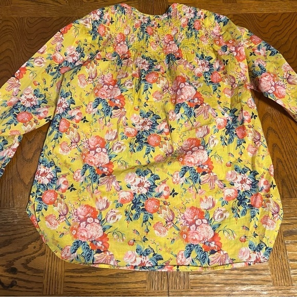 J. Crew Liberty Fabric Magical Bouquet Classic Popover Top in Yellow Floral Sz 0 - Picture 12 of 14